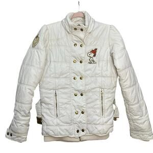 Rare Snoopy Puffer Jacket Belt Waist Size Small By Fix Design Aspen Snoopy Ski